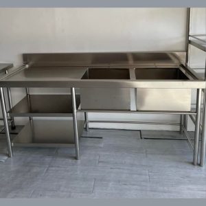 double sinks stainless steel working top